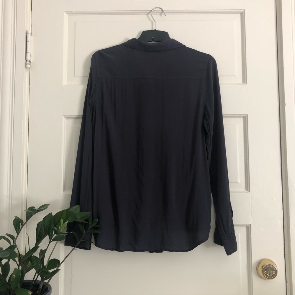 Navy Tie-Front Blouse - Picture 2 of 2